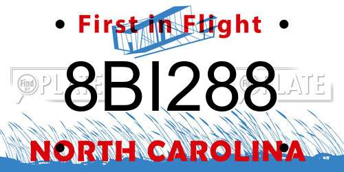 8BI288 North Carolina License Plate