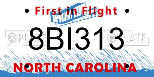 8BI313 North Carolina License Plate