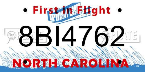 8BI4762 North Carolina License Plate