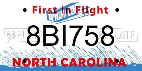 8BI758 North Carolina License Plate