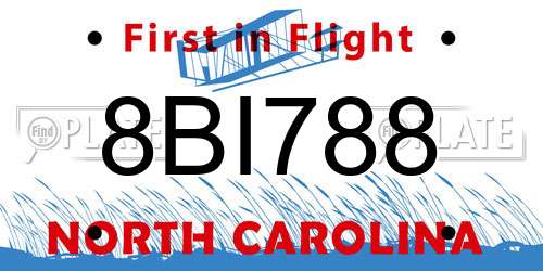 8BI788 North Carolina License Plate