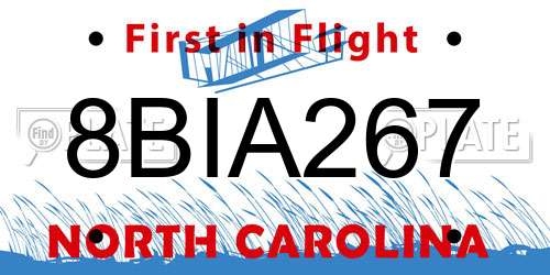 8BIA267 North Carolina License Plate