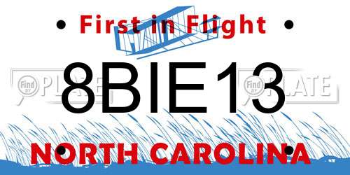 8BIE13 North Carolina License Plate