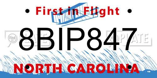 8BIP847 North Carolina License Plate