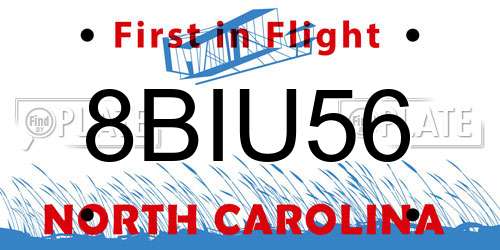 8BIU56 North Carolina License Plate