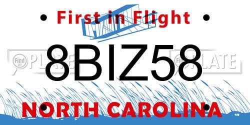 8BIZ58 North Carolina License Plate