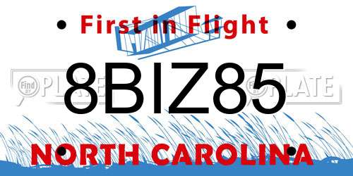 8BIZ85 North Carolina License Plate