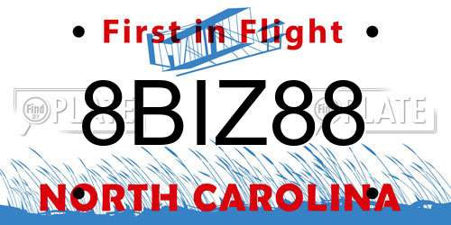 8BIZ88 North Carolina License Plate