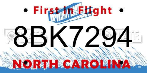 8BK7294 North Carolina License Plate