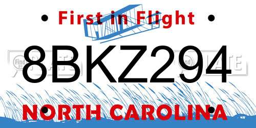 8BKZ294 North Carolina License Plate