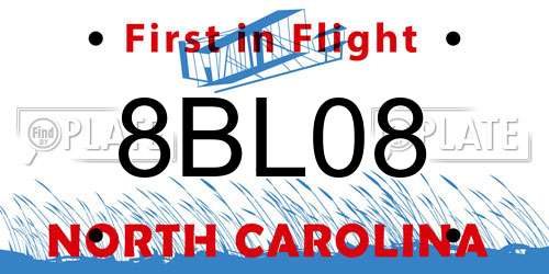 8BL08 North Carolina License Plate