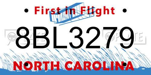 8BL3279 North Carolina License Plate