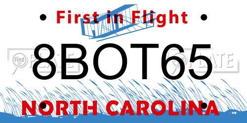 8BOT65 North Carolina License Plate