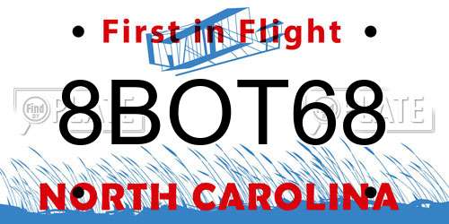 8BOT68 North Carolina License Plate