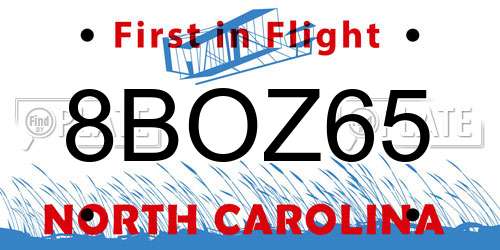 8BOZ65 North Carolina License Plate