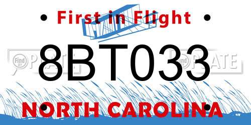 8BT033 North Carolina License Plate