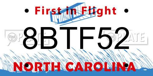 8BTF52 North Carolina License Plate