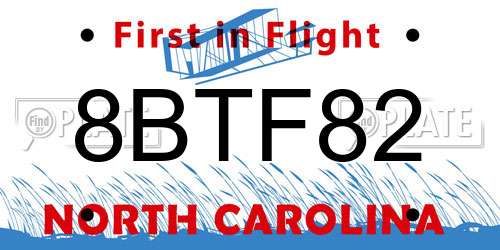 8BTF82 North Carolina License Plate