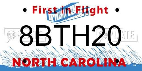 8BTH20 North Carolina License Plate