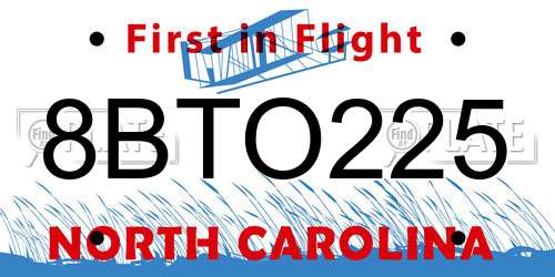 8BTO225 North Carolina License Plate