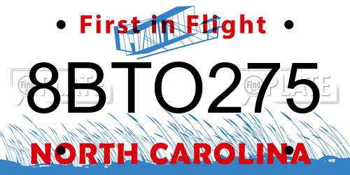 8BTO275 North Carolina License Plate