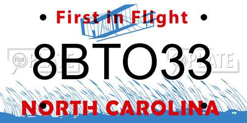 8BTO33 North Carolina License Plate