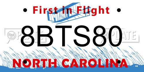 8BTS80 North Carolina License Plate