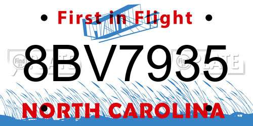 8BV7935 North Carolina License Plate