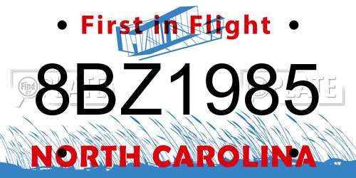 8BZ1985 North Carolina License Plate