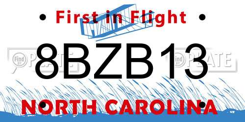 8BZB13 North Carolina License Plate