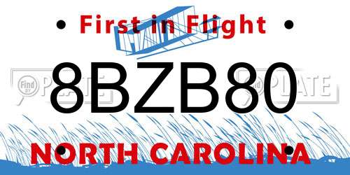 8BZB80 North Carolina License Plate