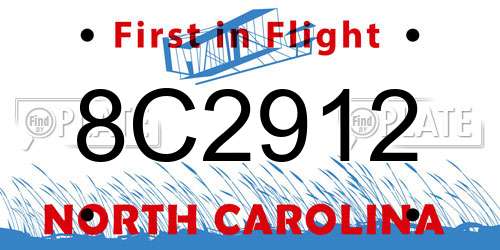 8C2912 North Carolina License Plate
