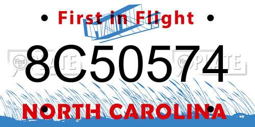 8C50574 North Carolina License Plate