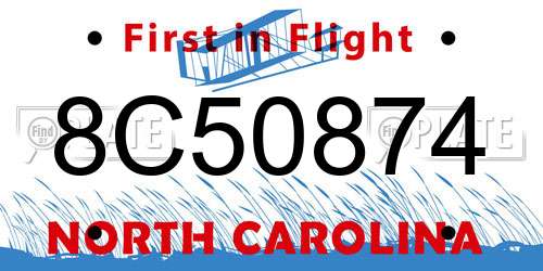 8C50874 North Carolina License Plate