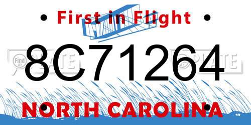 8C71264 North Carolina License Plate