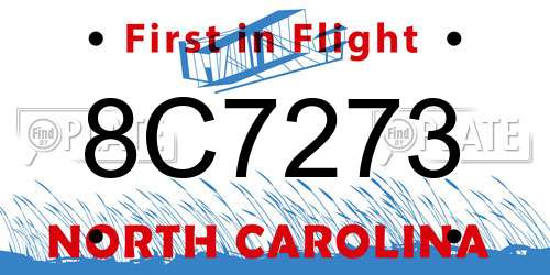 8C7273 North Carolina License Plate