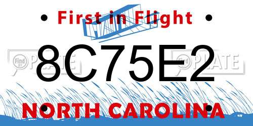 8C75E2 North Carolina License Plate