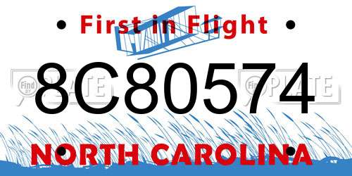 8C80574 North Carolina License Plate