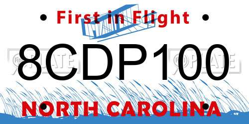 8CDP100 North Carolina License Plate