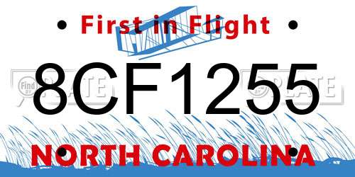 8CF1255 North Carolina License Plate