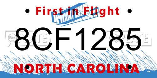 8CF1285 North Carolina License Plate