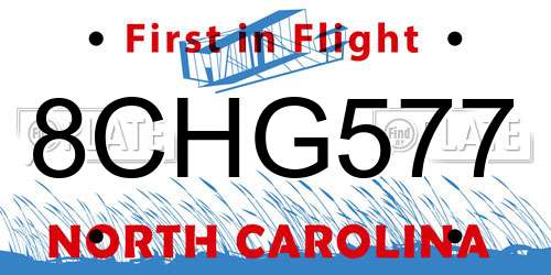 8CHG577 North Carolina License Plate