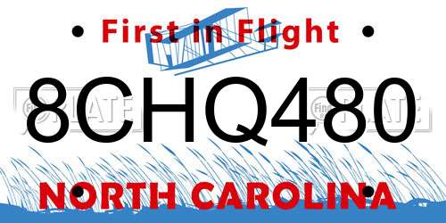 8CHQ480 North Carolina License Plate