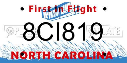 8CI819 North Carolina License Plate