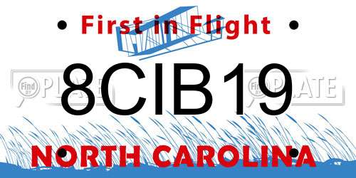 8CIB19 North Carolina License Plate