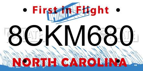 8CKM680 North Carolina License Plate