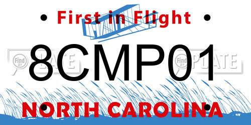 8CMP01 North Carolina License Plate