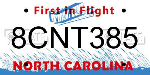 8CNT385 North Carolina License Plate