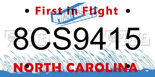8CS9415 North Carolina License Plate