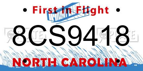 8CS9418 North Carolina License Plate